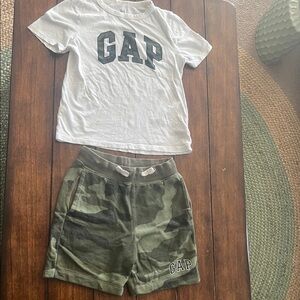 GAP White Tee with Green Camo Shorts